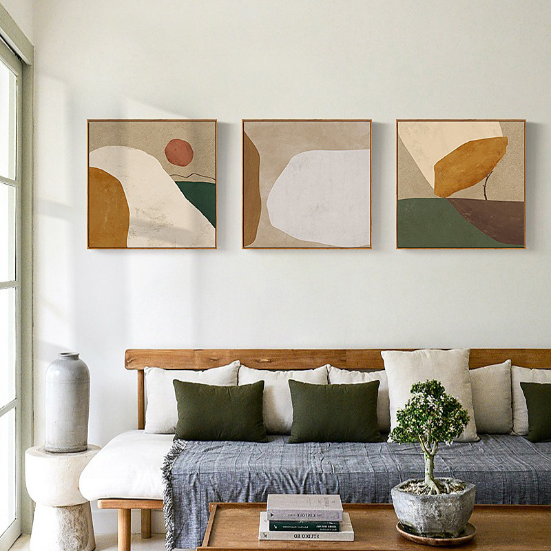 Nordic Wabi-sabi Poverty Style Living Room Decoration Painting Minimalist Abstract Painting Bedroom Restaurant Sofa Background Wall Painting