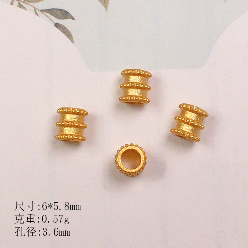 S925 Silver Gold-Plated Spacer Beads Walnut Zaki Fu Character Silver Beads Accessories Bracelet Necklace DIY Handmade Semi-Finished Products