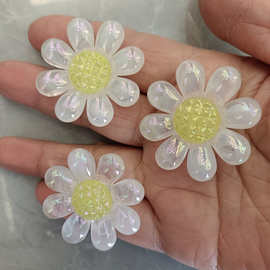 39mm镀UV背孔云雾向日葵太阳花 DIY手工串散珠发饰手机链饰品配件