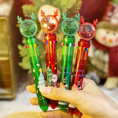Christmas decoration creative cartoon Christmas ballpoint colorful push-to-open ten-color pen student supplies small gift wholesale