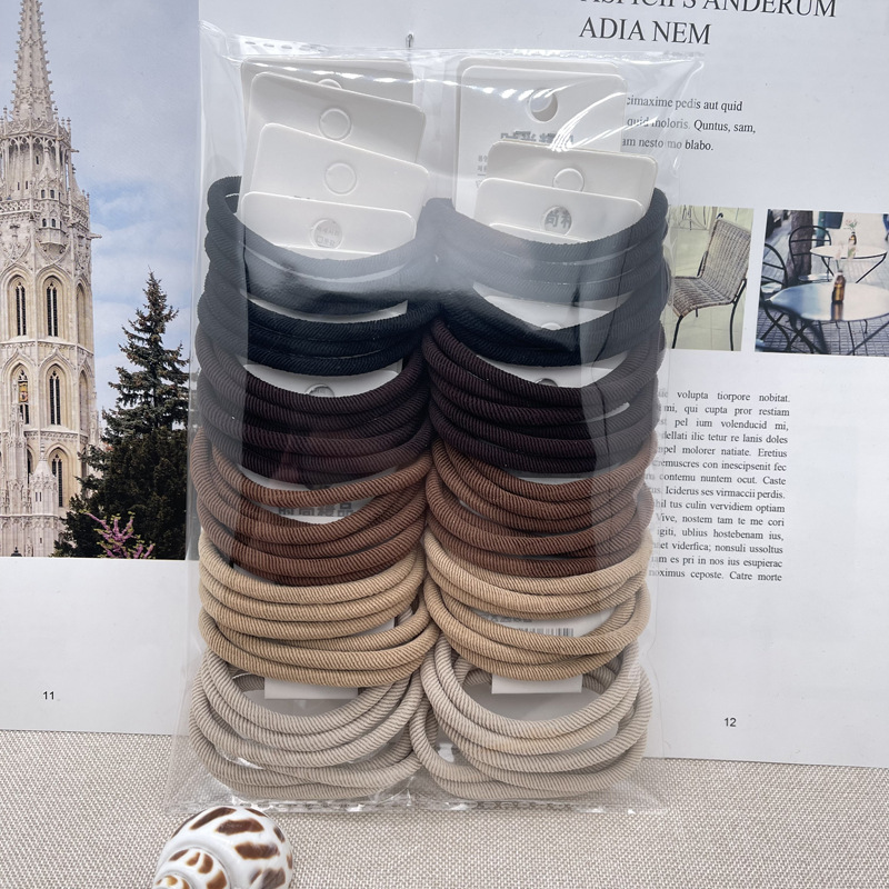 Dongdaemun estilo coreano hilo colorido accesorios para el cabello cuerda de pelo asequible banda de pelo de alta elasticidad de tres paquetes de banda de goma de dos yuanes tienda al por mayor image 4