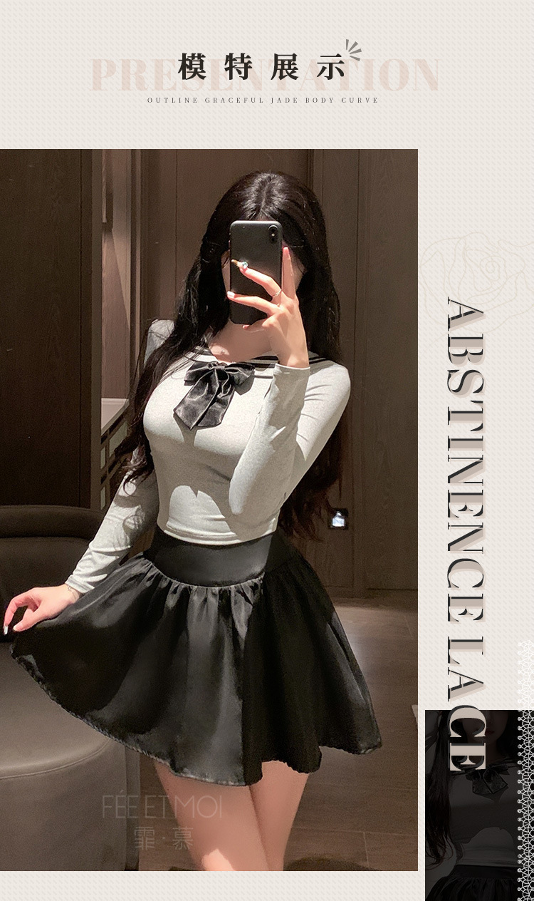 Feimu Selects JK Uniform Costume Set with Pleated Skirt, Tie and Thong — detail image 47