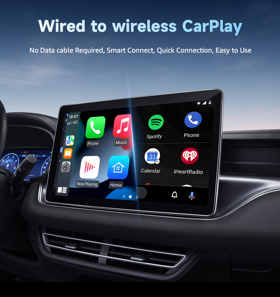 Cross-Border Popular Wireless Carplay Box, Two-In-One Wired to Wireless Android Auto Car-Machine Connectivity Box