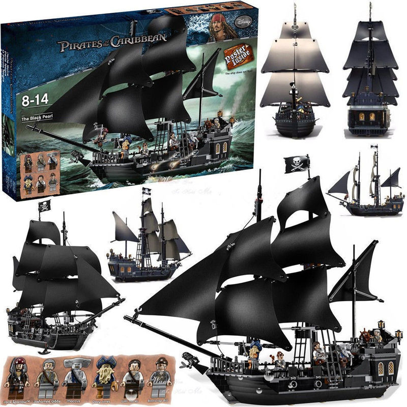 1:1 Black Pearl Building Blocks Pirates of the Caribbean Series Compatible with Lego Adult Assembly Toys New Year's Gift
