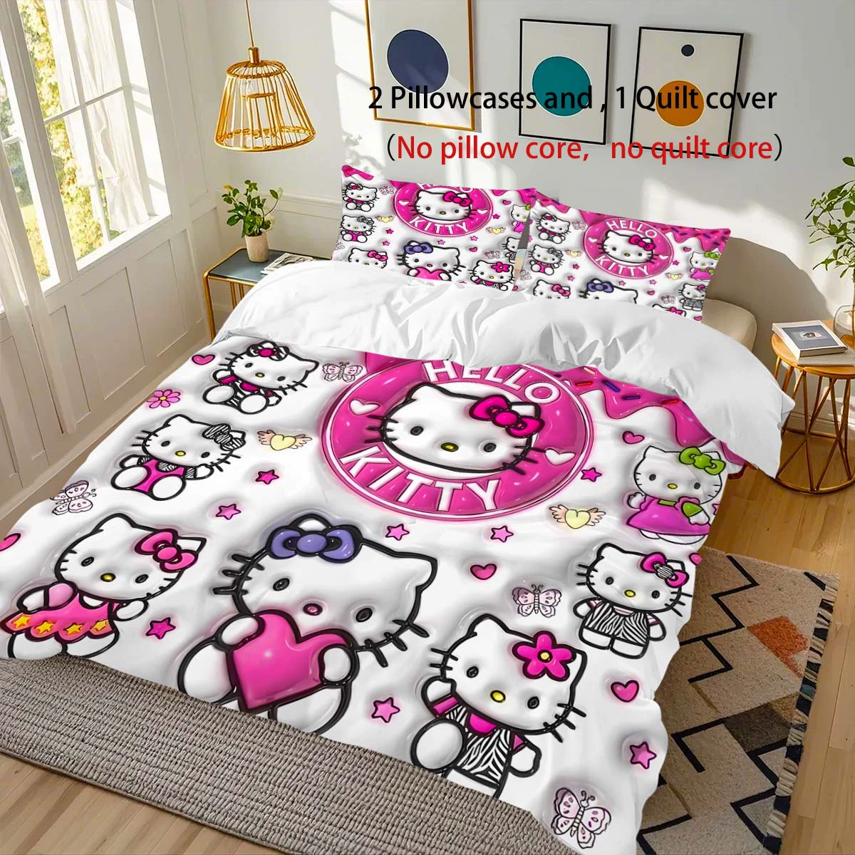 Санрио, Hello Kitty, мультяшное покрытие для кровати с принтом, полиэстер