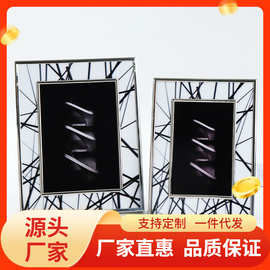 创意个性纹路长方形金属相框摆件风北欧桌面照片摆台家居装饰品