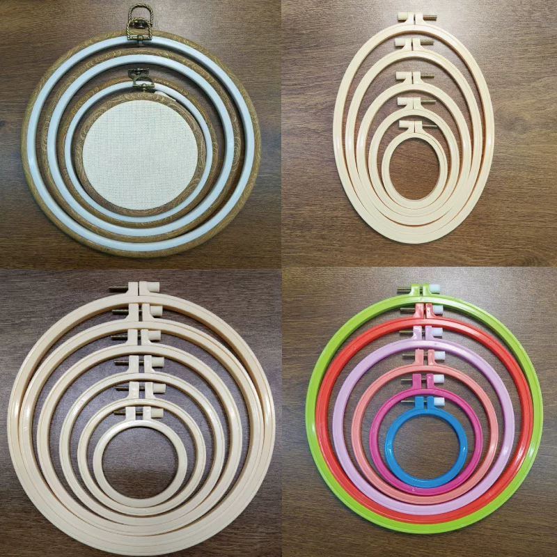 DIY вышивальная кольцевая подвеска пластиковая вышивальная внутренняя кольцо регулируемая вышивальная крестовая вышивка imitation bamboo imitation wood embroidery厂家 оптовая