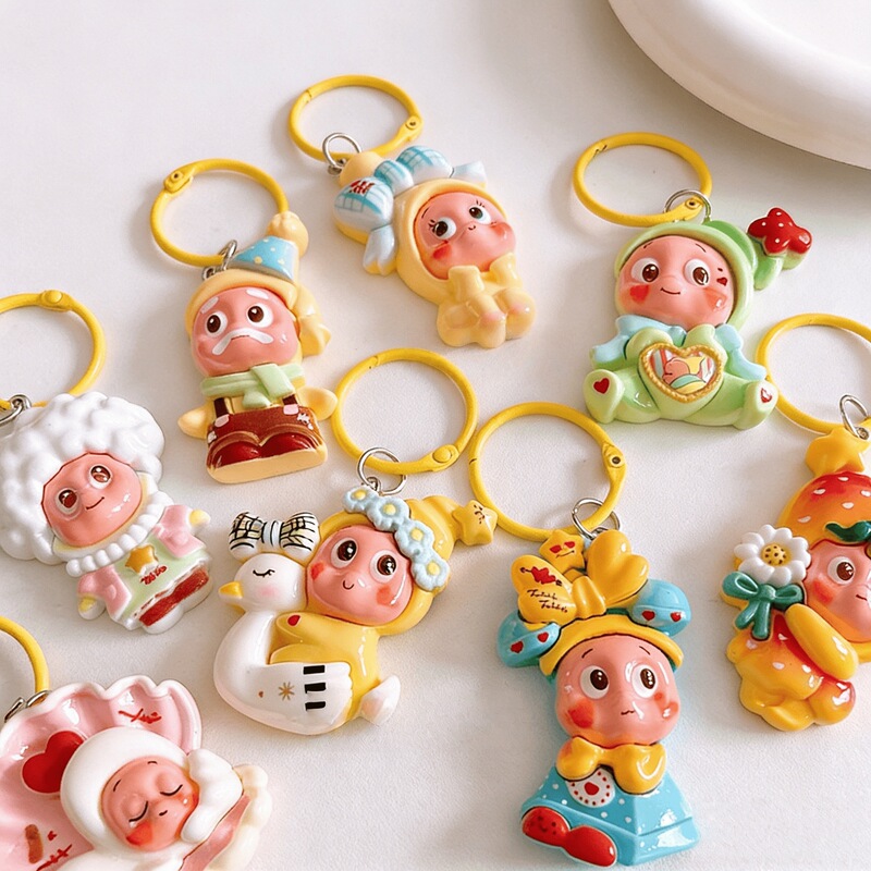 Large Cartoon Glossy Cute Star Resin Keychain Pendant Cute Doll Backpack Decoration Event Gift