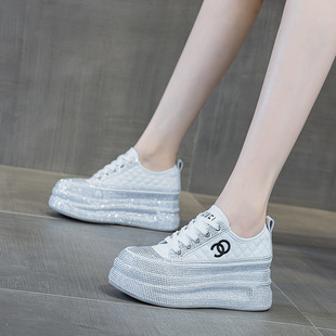 Genuine Leather Thick-soled White Shoes Women's Platform Shoes 2025 Spring New Explosions All-match Small Height-increasing Casual Board Shoes