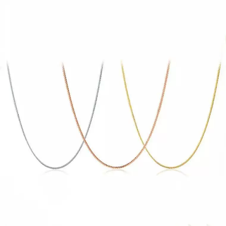 恒升18K黄金黄素链AU750玫瑰金白金白彩金项链饰品项饰锁骨链