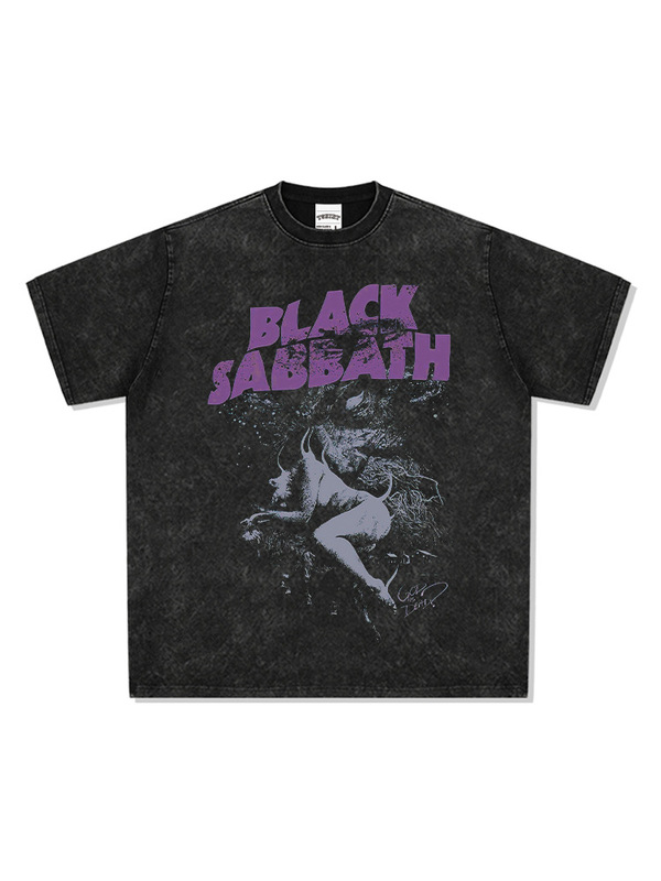 American Printed Short-Sleeved T-Shirt Round Neck Band Black Sabbath Black Sabbath Round Neck Hooded Sweatshirt