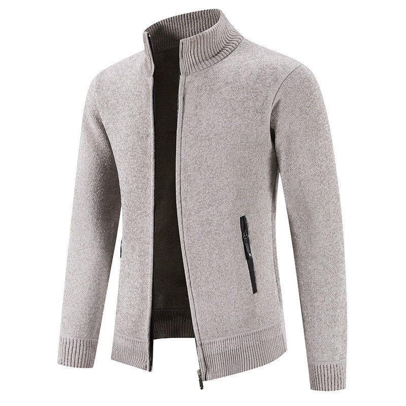 2025 New Cross-Border Velvet Sweater Knitted Cardigan Men's Business Casual Velvet Large Size Sweater Stand Collar Zipper 2025 New Cross-Border Velvet Sweater Knitted Cardigan Men's Business Casual Velvet Large Size Sweater Stand Collar Zipper