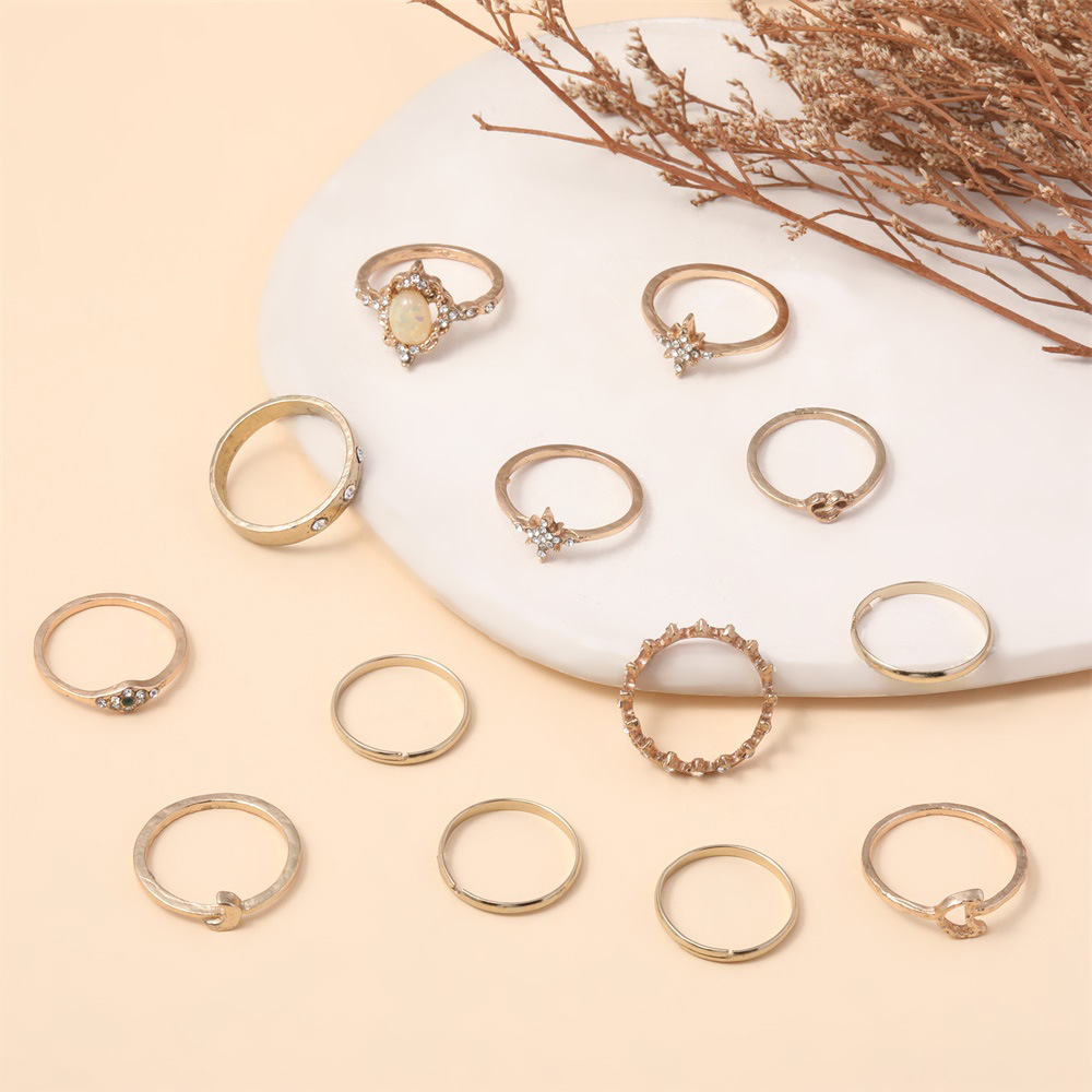 Stackable Band And Tiny Cubic Zirconia Ring Set Minimalist Style_voghion.com