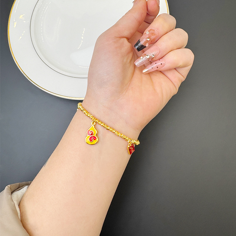 Nueva pulsera de oro antiguo Shafa calabaza de goteo de aceite nacional pulsera de bronce para mujeres lujosas joyerías retro no desvanecidas