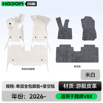five-seater car, interior carpet mats, modification – Modelə uyğun ayaqaltı - 212t01weipai-v8x-2026-model-double-layer-foot-mat-off-white-thickened-gray-starry-sky-blanket-shining-starry-sky