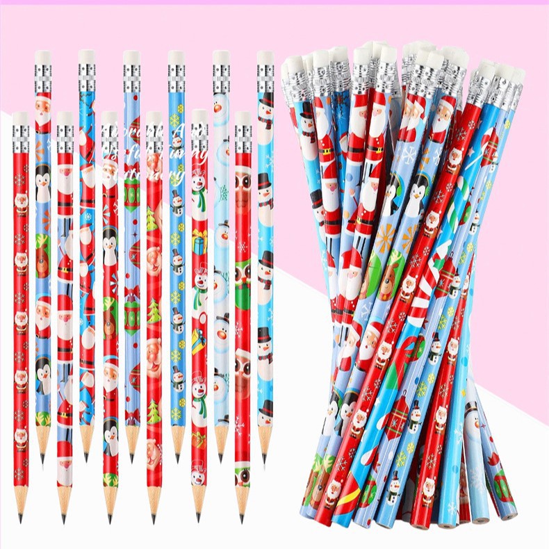 Navidad lápiz pintura dibujos animados borrador estudiante escritura HB lápiz niños papelería boceto pluma fábrica al por mayor