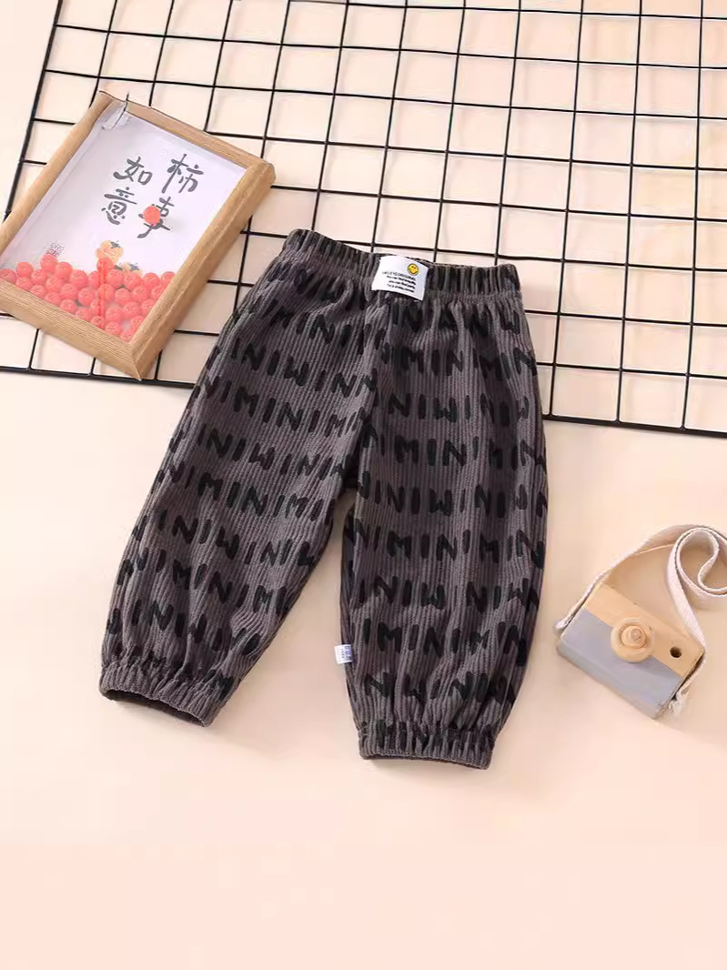 2024春秋新品韩版儿童单裤男童运动裤女童灯笼裤宽松休闲条纹长裤