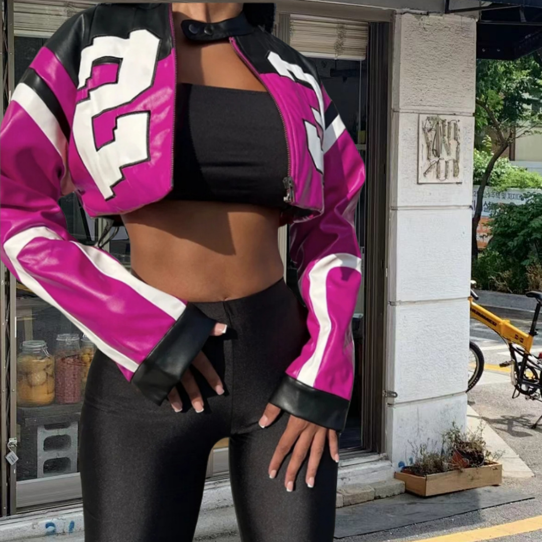 Women's Slim Fit Zip-Up Jacket – Stylish Long Sleeve Outerwear For Autumn & Winter, Streetwear & Rock Fashion_ecoleips.com