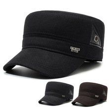 中老年帽子男士冬天中年鸭舌帽秋冬季毛呢护耳保暖老人爸爸平顶帽