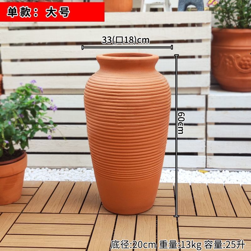 屋外の小さい陶缶の庭園の景観の土陶の粗い陶の赤い陶の植木鉢の大きい庭のベランダの置物の組み合わせの4つのセット|undefined