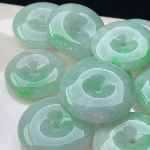 Tiktok Supply Natural Burmese Jade New Arrivals Colored Peace Buckle Jade Pendant Jewelry Wholesale