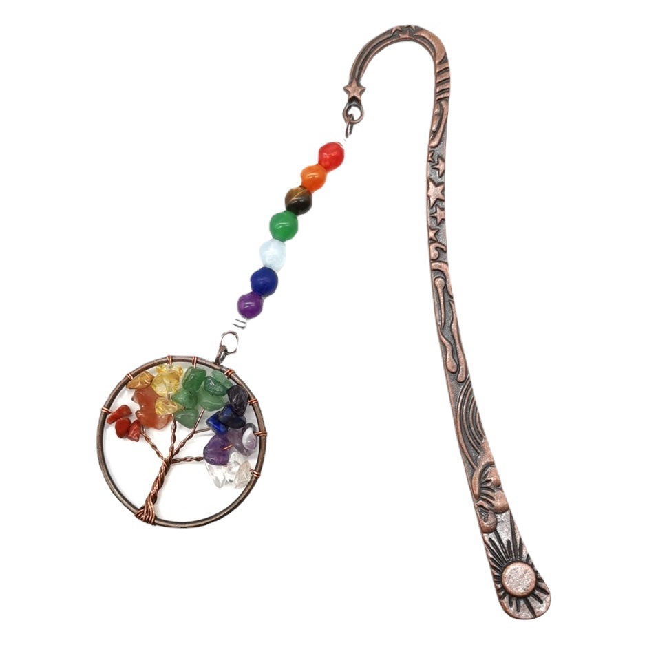 Amazon Venta caliente vintage grava natural cristal vida árbol marcador hecho a mano personalizado BM02