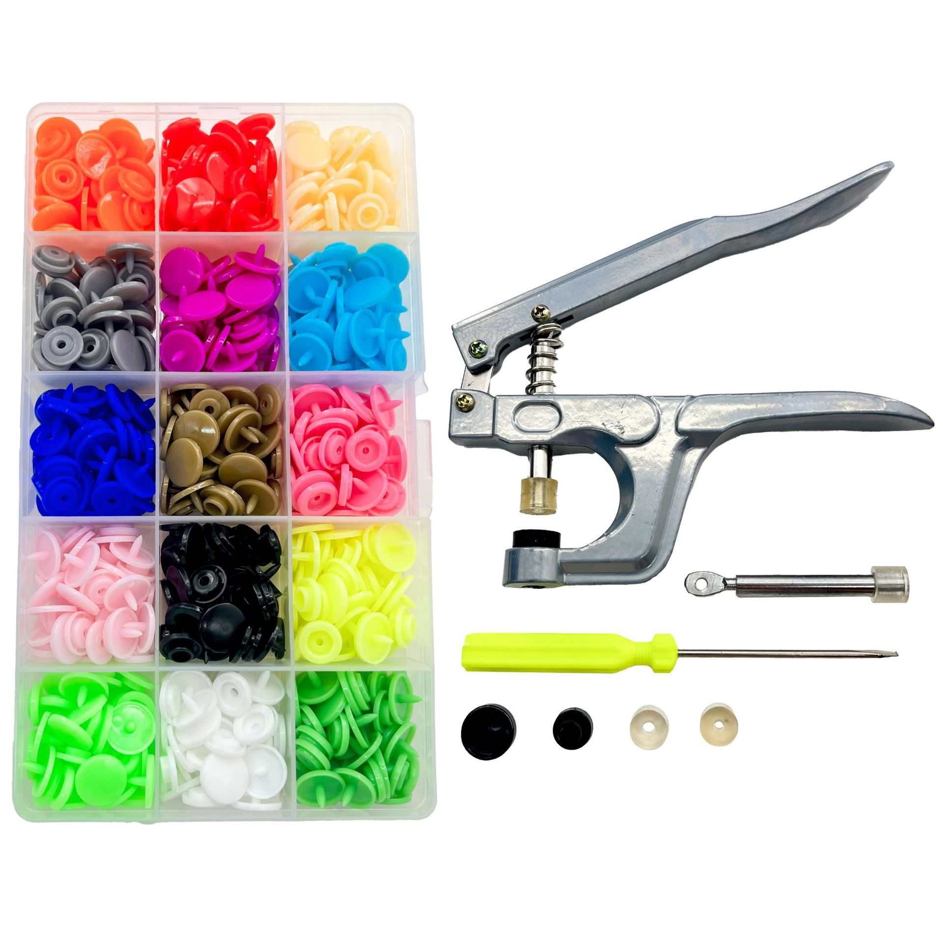 Botones de niños al por mayor T5 resina de cierre 150 juegos de caja + conjunto de herramientas de instalación para bebés trepar botones de ropa