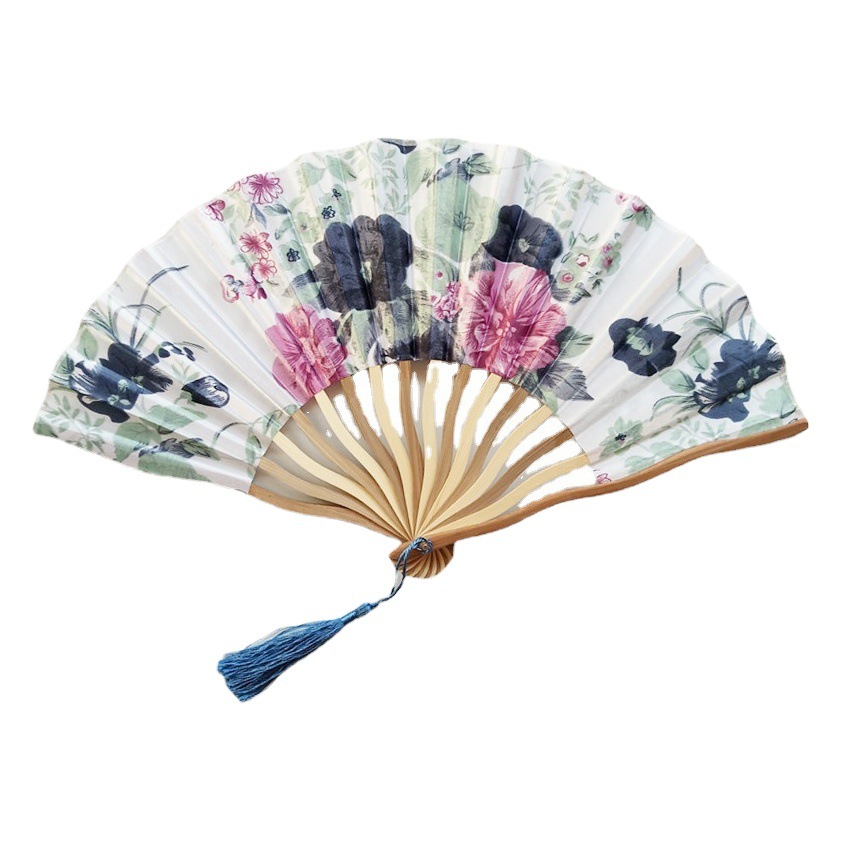 AliExpress Amazon ventilador de estilo chino flor de cerezo ventilador plegable ventilador de fractura de forma especial de oro fugaz