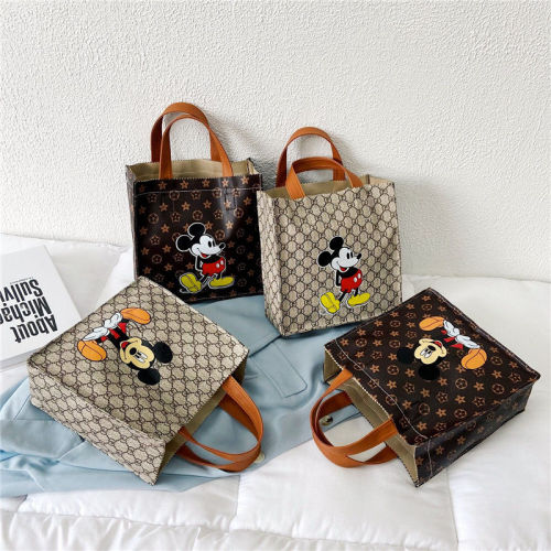 Work handbag Internet celebrity bag women's new large-capacity tote bag fashionable open presbyopic Mickey pattern square bag