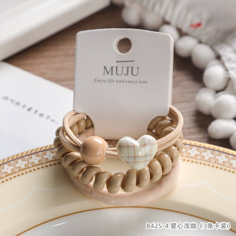 [Carga de tarjeta] sensación de alto nivel coreano de cabello de código de barras de moda de alta elasticidad de cabello anillo de cabello correa de cola de caballo