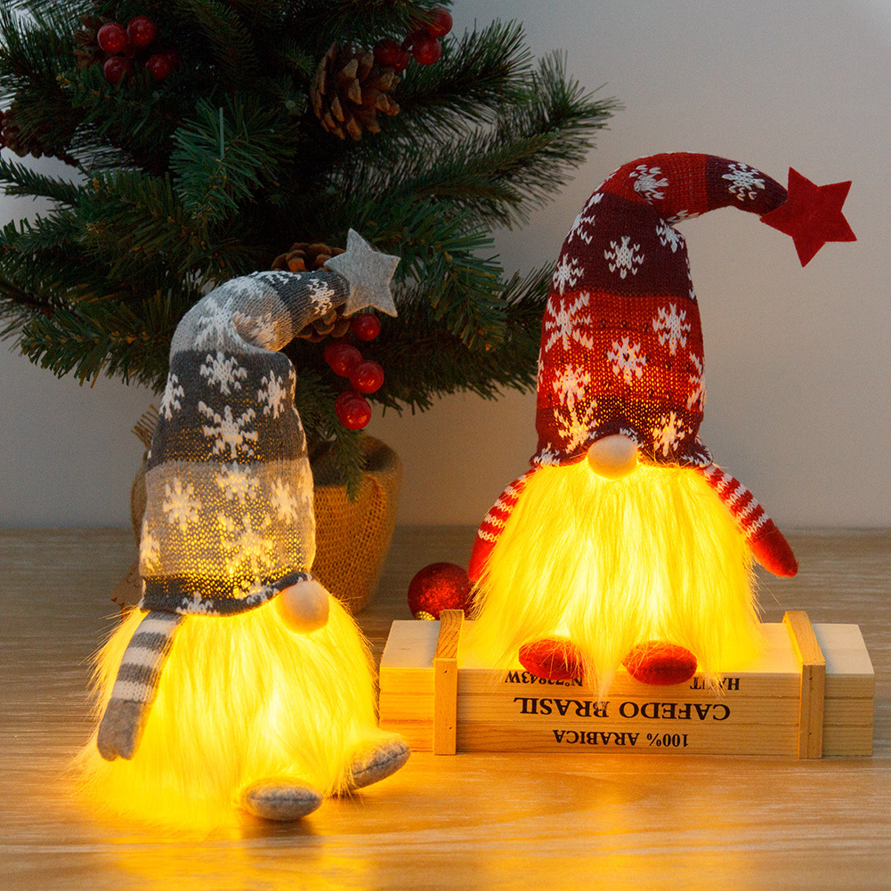 Decoración navideña luminosa para escaparate, muñeca sin cara/enana Rudolph de peluche, nuevo producto transfronterizo