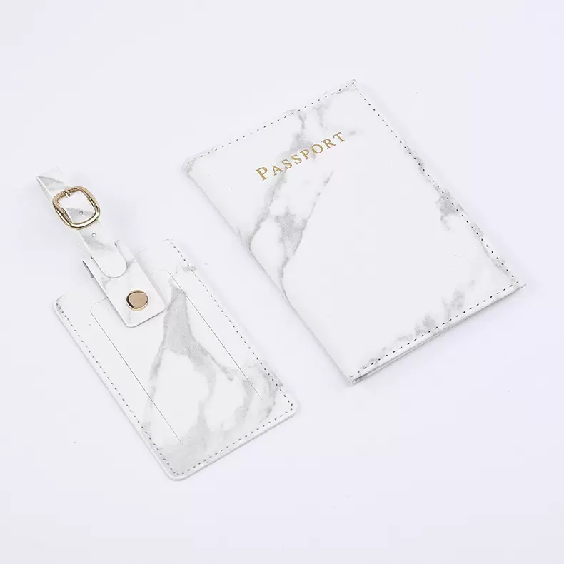 跨境爆款PU大理石纹护照保护套登机牌套装现货供应卡套证件
