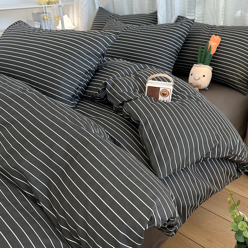 Nordico Francese Minimalista Retro Stile Nordico Puro Cotone Quattro pezzi 2026 Nuovo Modello Copripiumino Tutto Cotone Per Letto Singolo Ragazzi Dormitorio Tre pezzi_voghion.com