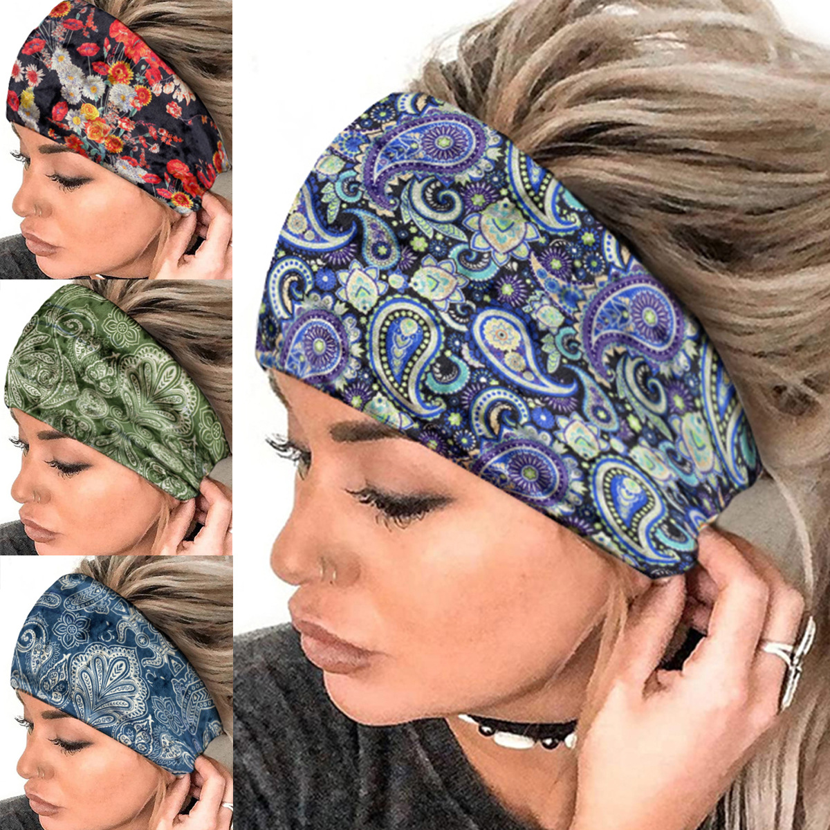 Heißer verkauf herbst und winter elastische breite rand samt kopftuch gedruckt taille obst blume stirnband_voghion.com