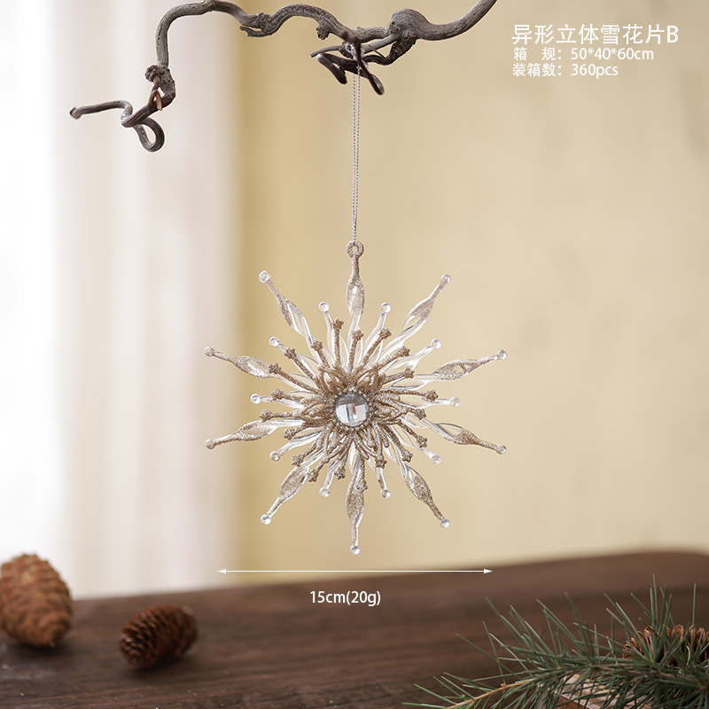 Nuevos productos transfronterizos transparentes copo de nieve acrílico decoraciones de árbol de Navidad guirnaldas bolsas de regalo colgante diseño accesorios colgante