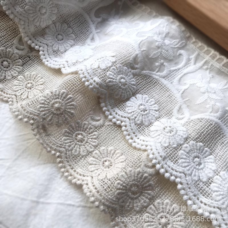 手工diy輔料優質純棉刺繡花邊加厚衣服裝飾邊秋冬接裙邊寬10cm