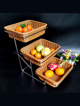 酒店时尚创意三层面包点心水果篮带盖自助餐水果盘多层食物展示架