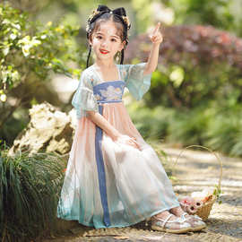 童装女童汉服中国风改良唐装日常服饰女孩短袖超仙连衣裙国庆演出