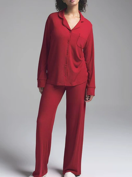 Coarse Thread Angora Red Long Sleeve Pants