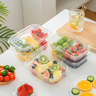 Disposable Fruit Packaging Box Transparent Spring Outing Picnic Takeaway Camping Style Fruit Cut Packaging Box Food Packaging Lunch Box