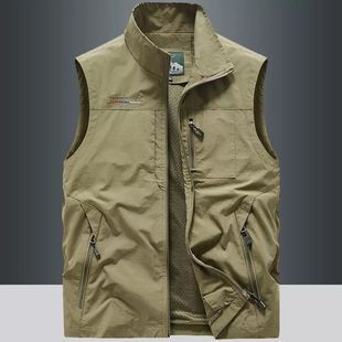Spring Outdoor Casual Vest Thin Men's Spring and Autumn Pocket Fishing Tooling Photography plus size Vest Waistcoat