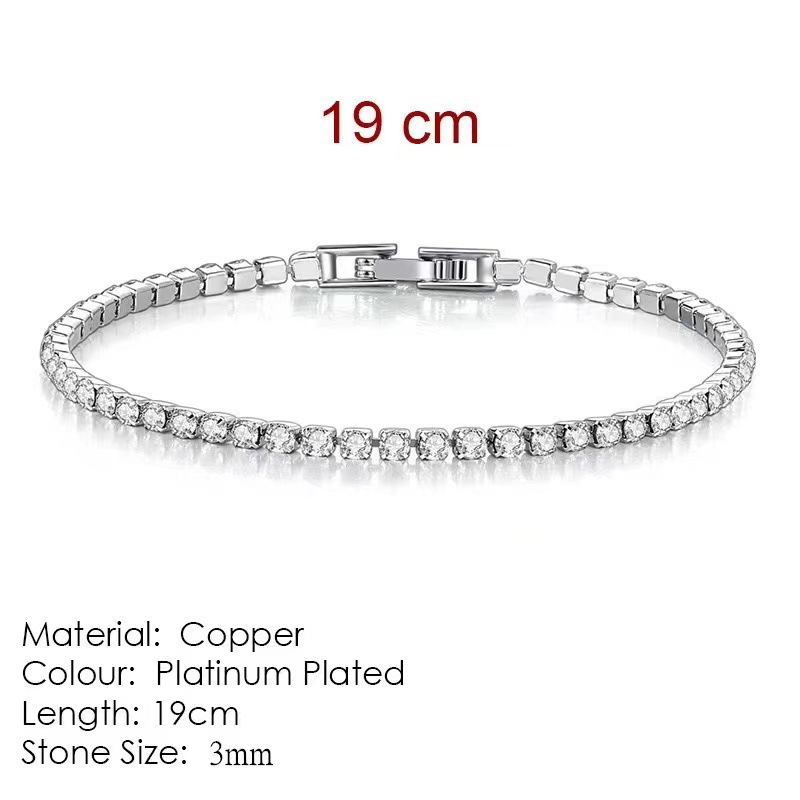 3mm 다이아몬드 팔찌(화이트 골드) 체인 길이 19cm