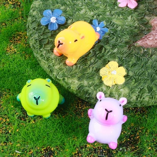 新款跨境彩色卡皮巴拉水豚动物桌面微景观摆件配件diy树脂工艺品