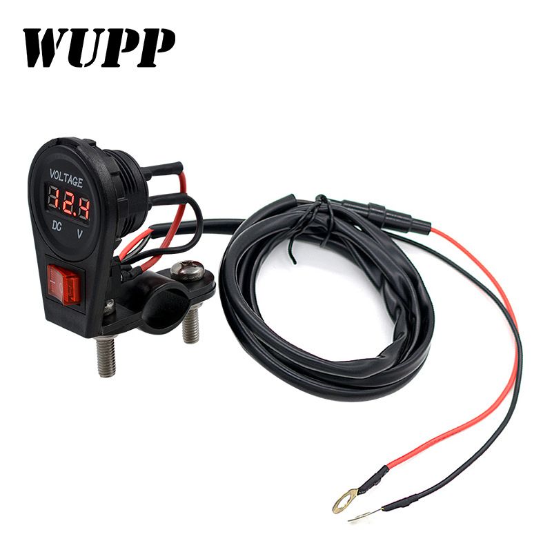 摩托车12v-24v改装电压表 带开关车载电压表 数显显示改装配件|ru