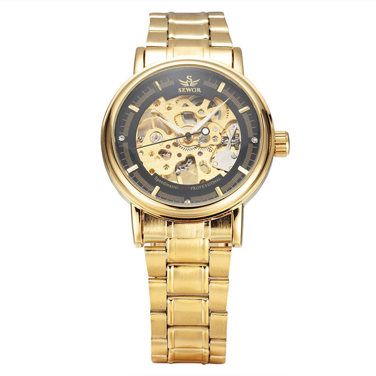 SEWOR nuevo reloj mecánico casual para hombres cinturón de acero hueco transparente reloj transfronterizo e-commerce entrega en vivo 025