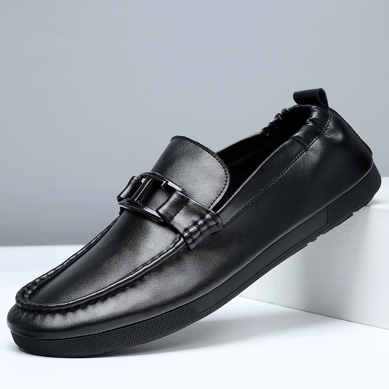 Новые мужские лоферы весна 2025: модные деловые повседневные кожаные туфли, дышащие, удобные, без застежек (слипоны)