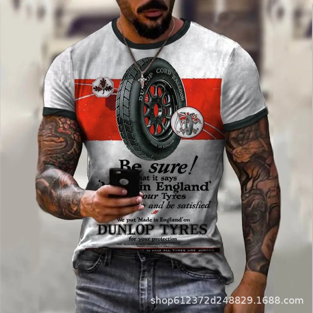 Fabricante de la fuente de los hombres de la camisa de manga corta de la calle Nueva Venta caliente de comercio electrónico transfronterizo camiseta impresa 3D arte flexible