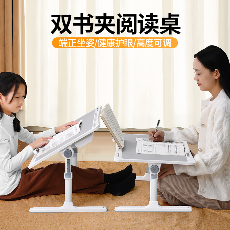 Paifan Bed Table with Table Lamp Foldable Lift Student Dormitory Home Office Notebook Elevated Shelf Wholesale