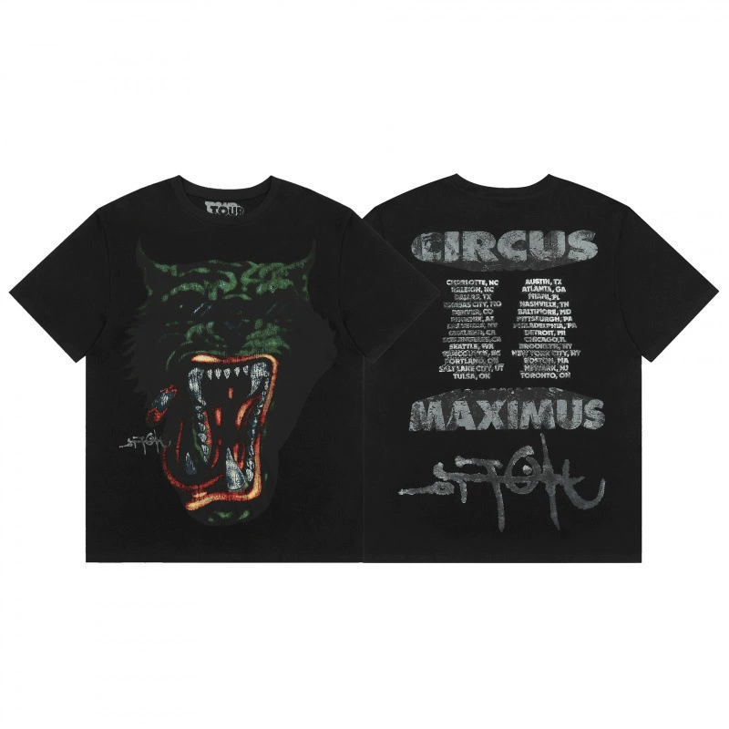 Travis Scott Cactus Jack Модная физиономия Роза стела рисунок повседневная футболка с коротким рукавом