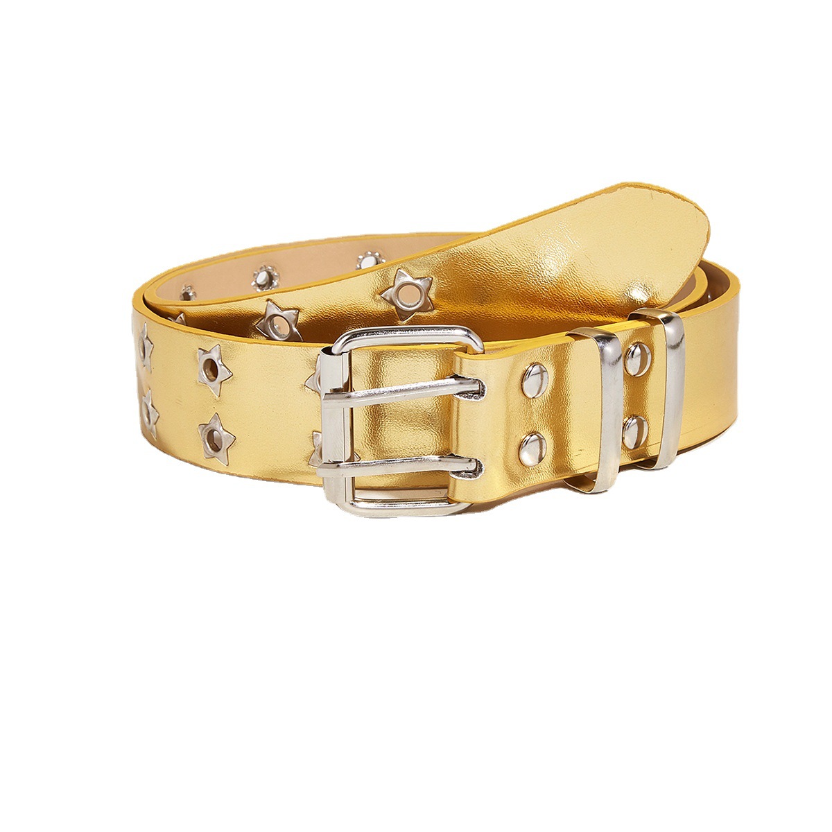 Ceinture à Double boutonnage en forme d'étoile de Style Punk, jean de Style coréen, pantalon décoratif à la mode, ceinture à œillets, cadeau tendance pour hommes_voghion.com